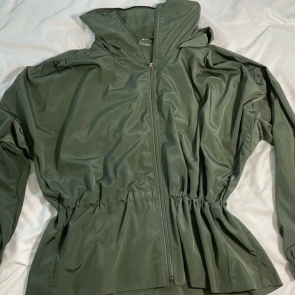 CALIA by Carrie Underwood Woven Ruched Olive Jacket size small